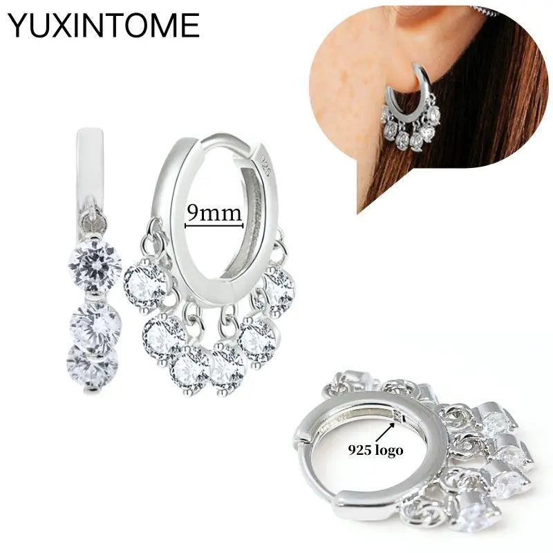 925 Sterling Silver Ear Needle Fashion Hoop Earrings White Crystal Luxury Women's Silver Earrings Wedding Women's Jewelry Gift Vera Lux