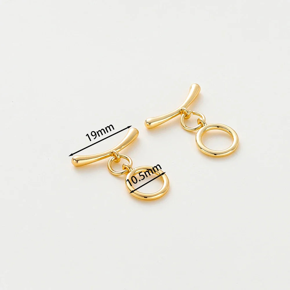 4 Sets 14K/18K Gold Color Plated Brass O Toggle Clasps Connector for DIY Bracelet Necklace Jewelry Making Findings Accessories Vera Lux