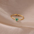 Stainless Steel Birthstone Open Rings for Women Fashion 12-color Crystal Zircon Heart Ring Birthday Aesthetic Jewelry Gift Vera Lux