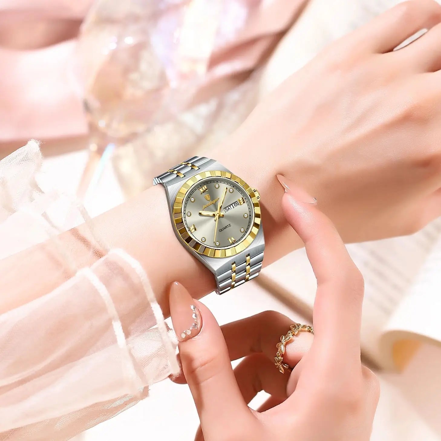 POEDAGAR Luxury Original Ladies Watch Luminous Waterproof Week Date Woman Wristwatch Stainless Steel Women Quartz Watches Female Vera Lux