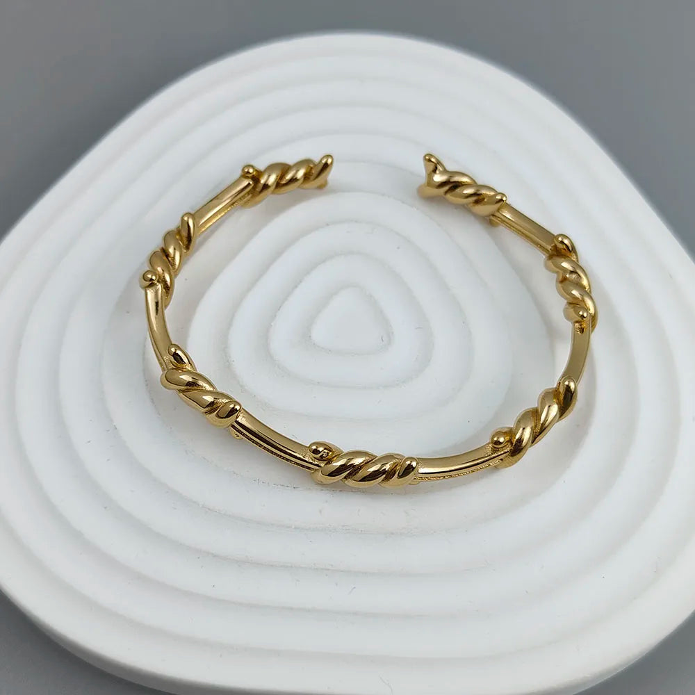 New style wire wrapped thorn stainless steel gold plated 18K bracelet, high quality waterproof silver jewelry, couple gift Vera Lux