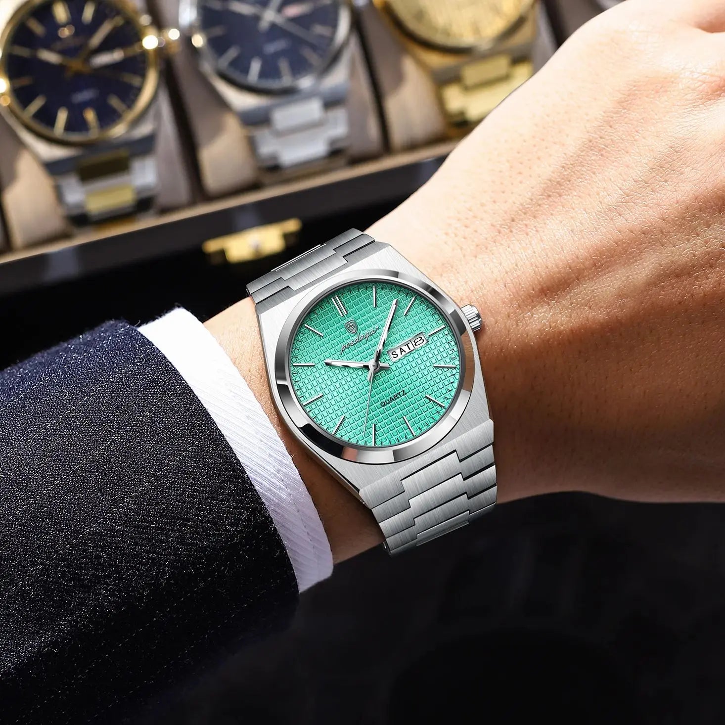 POEDAGAR Top Business Man Watch Luminous Waterproof Stainless Steel Men Wristwatch Date Week Quartz Fashion Casual Men's Watches Vera Lux