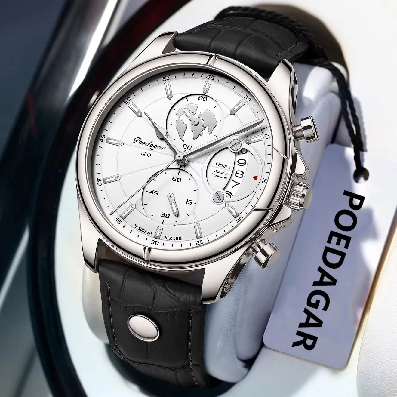 POEDAGAR Luxury Man Wristwatch Chronograph Date Waterproof Leather Men Watch Casual Quartz Men's Watches Sports Male Clock Reloj Vera Lux