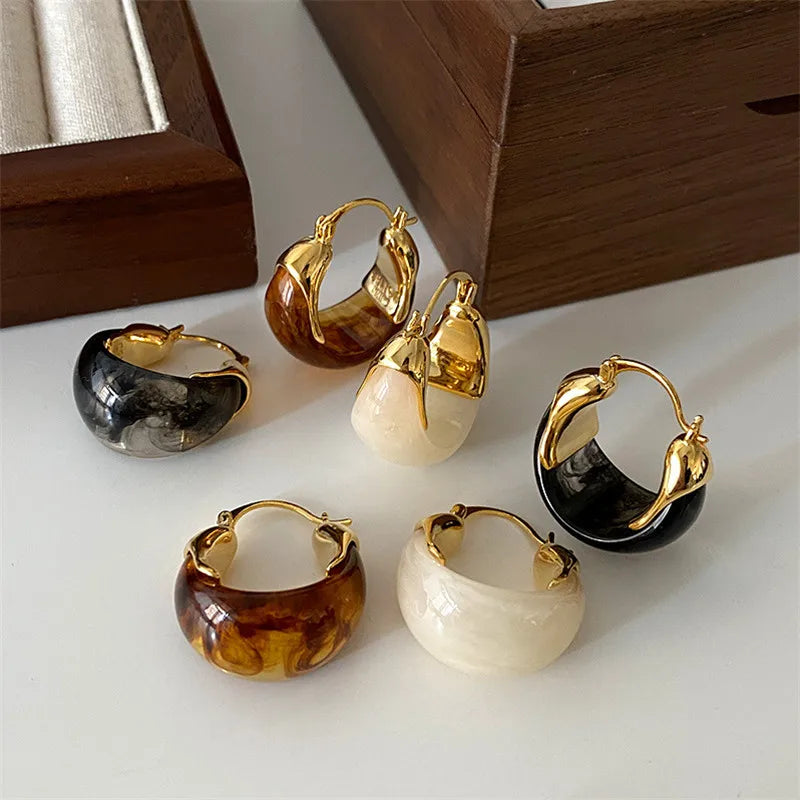 U Shape Resin Metal Earrings European And American Style Personalized Fashion Stud Earrings Girls Travel Wedding Accessories Vera Lux