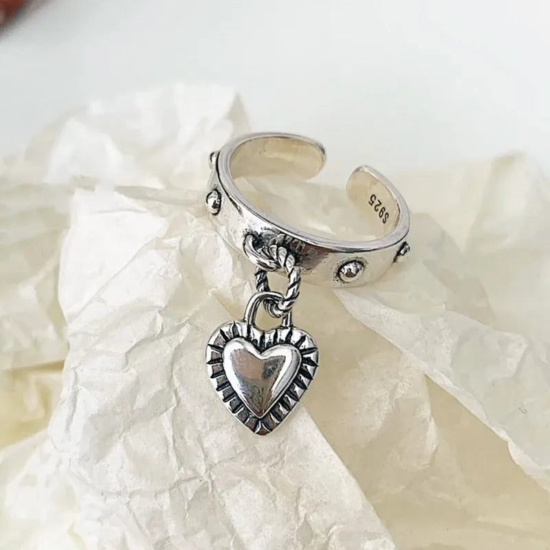 925 Sterling Silver Heart Pendant Adjustable Rings For Women Wedding Luxury Jewelry Wholesale  and Vera Lux