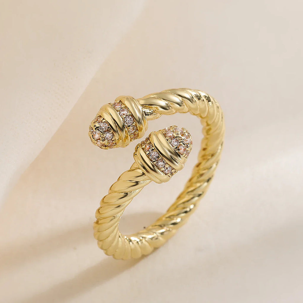 NEWBUY High Quality AAA CZ Zircon Inlay Copper Wedding Jewelry Unique Design Open Rings For Elegant Women Size Adjustable Vera Lux