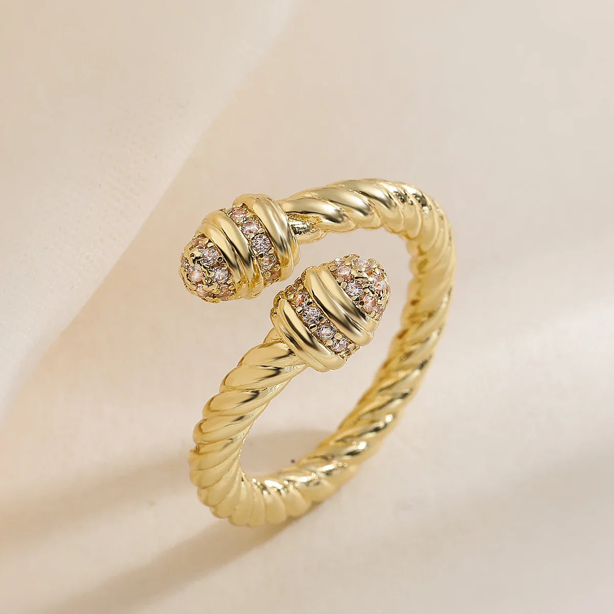 NEWBUY High Quality AAA CZ Zircon Inlay Copper Wedding Jewelry Unique Design Open Rings For Elegant Women Size Adjustable Vera Lux