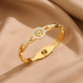 Luxury Stainless Steel Tree of Life Bracelet For Women Men Golden Cubic Zircon No Fade Color Lucky Cuff Bangle Jewelry Vera Lux
