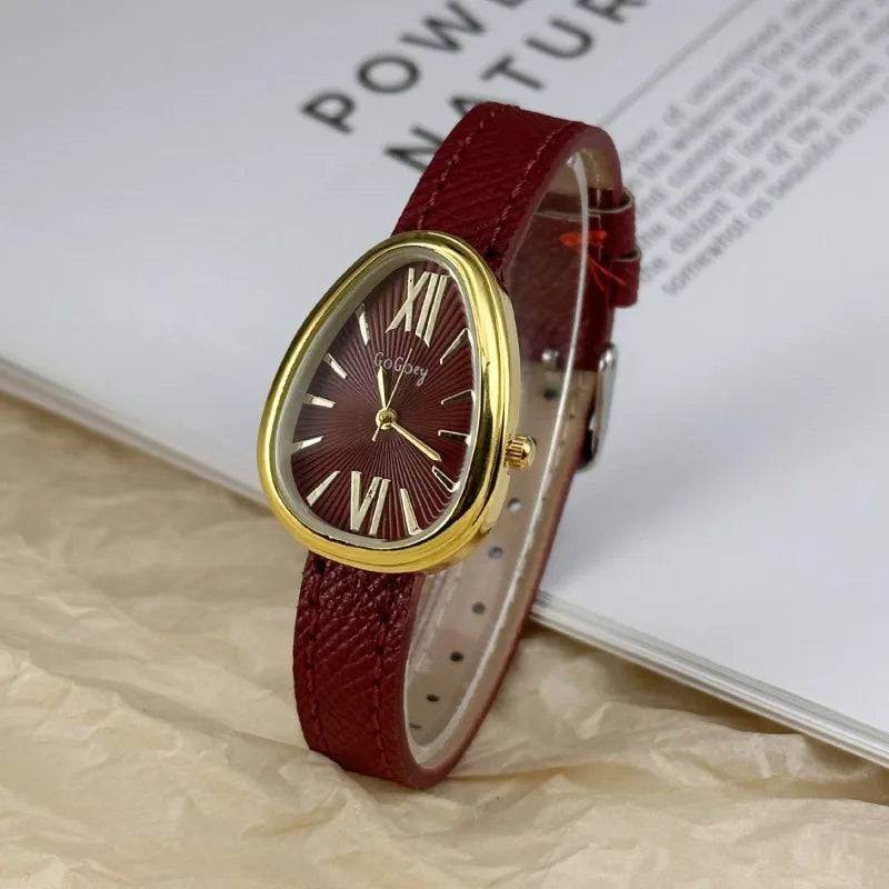 Famous Brand Women Quartz Watch Luxury Gift Ladies Snake Head Female Watch Fashion Red Leather Strap Wristwatch Dropshipping Vera Lux