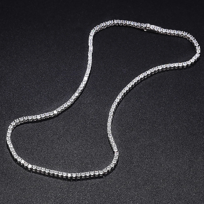 NeeTim 2.5mm Full Moissanite Tennis Necklace 925 Sterling Silver with Gold Plated Necklaces Neck Chain Fine Jewelry for Women Vera Lux