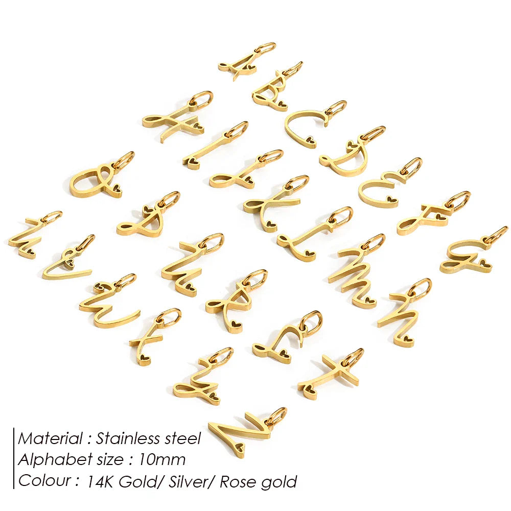 SUNIBI Personalized Initial Letter Heart Stainless Steel Accessories for Woman Necklace Ladies Jewelry Charm Gifts Wholesale Vera Lux