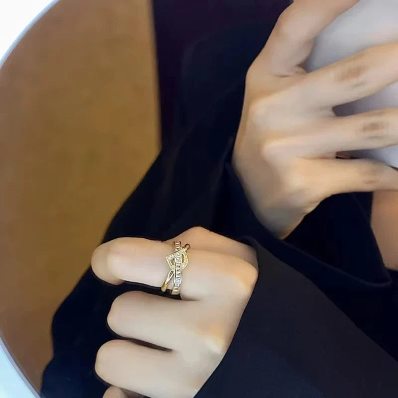 Korean Punk Cubic Zirconia adjustable ring for Women Office Party Friends Gifts Jewelry Accessories Vera Lux