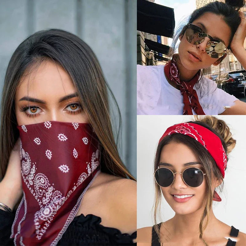 Hip Hop Women Bandana Scarf Girls Kids Punk Square Bandanas Headwear Fashion Bohemian Head Scarf Headbands Hair Accessories 2024 Vera Lux