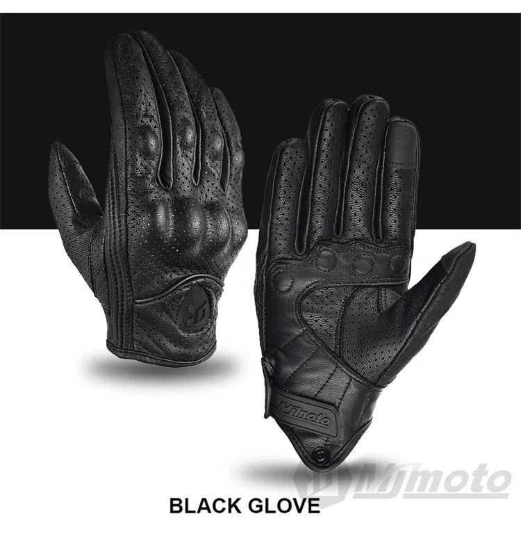 Leather Gloves Retro Biker BikerZoneZ