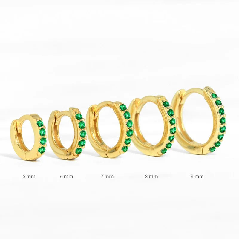 2PCS Stainless Steel Minimal Crystal Zirconia Hoop Earrings Gold Silver Color Small Huggie Cartilage Earring Piercing Jewelry Vera Lux