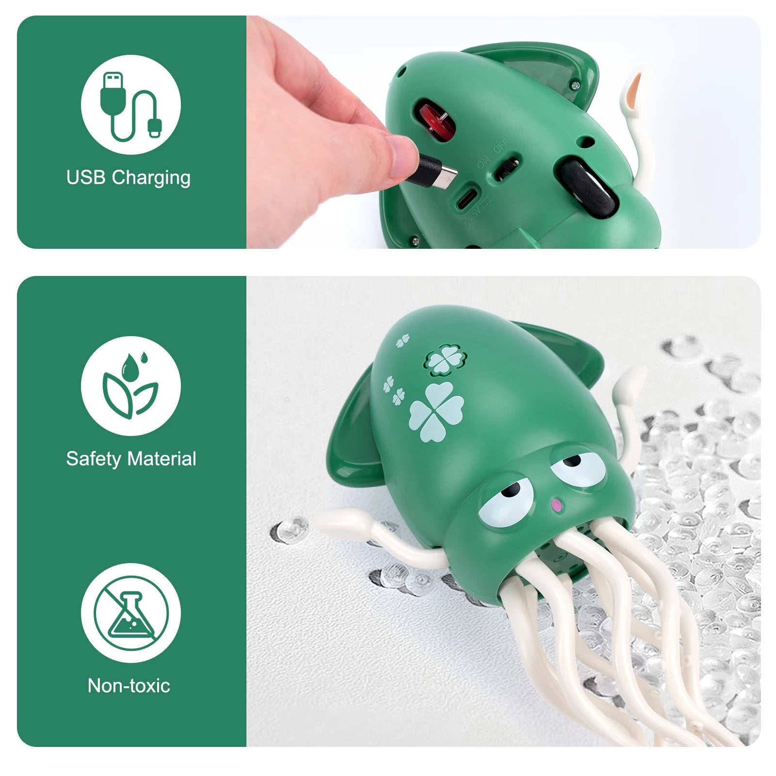 Electronic Dancing Squid Toys with Light&Music Funny Induction Lying Flat Squid Toddler Interactive Development Tummy Time Gifts Whatever the Treasure