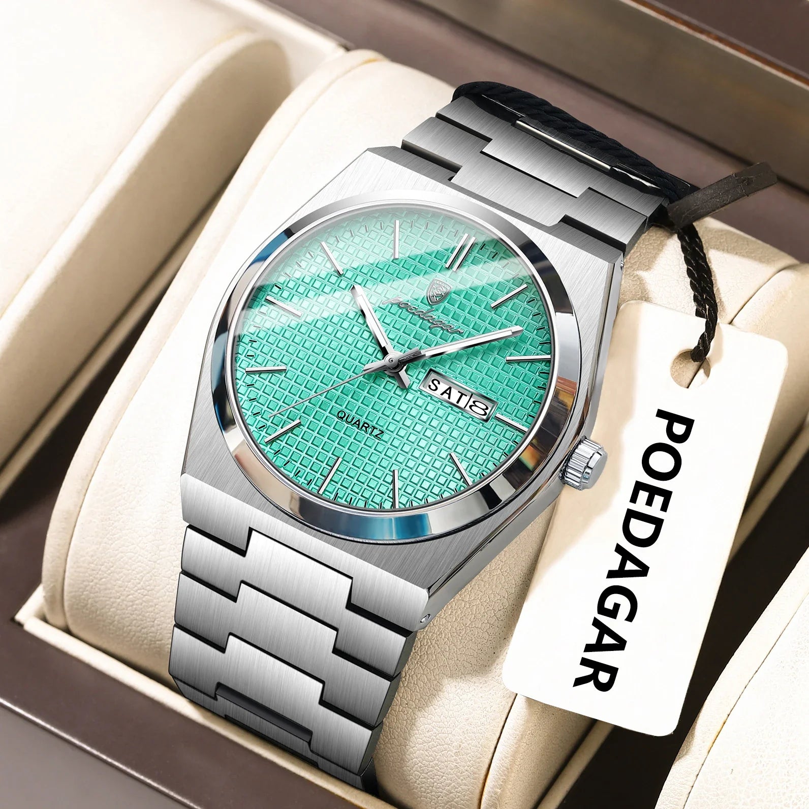 POEDAGAR Top Business Man Watch Luminous Waterproof Stainless Steel Men Wristwatch Date Week Quartz Fashion Casual Men's Watches Vera Lux