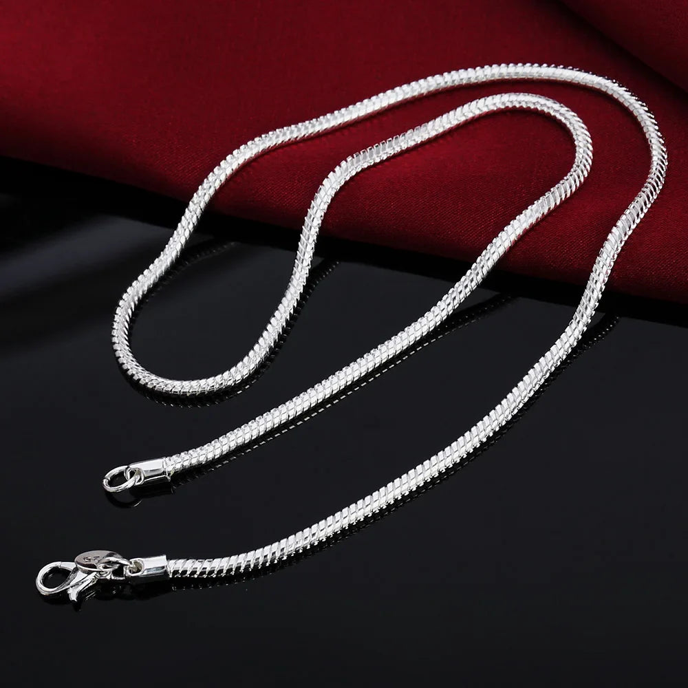 40-75cm 925 Sterling Silver 1MM/2MM/3MM solid Snake Chain Necklace For Men Women Fashion Jewelry for pendant free shipping Vera Lux