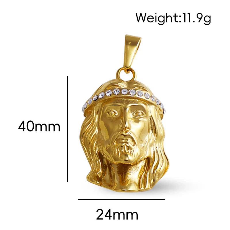 18K Gold Plated Stainless Steel Jesus Pendant - Classic Hip Hop Style, Ideal Men's Gift for Daily Wear Vera Lux