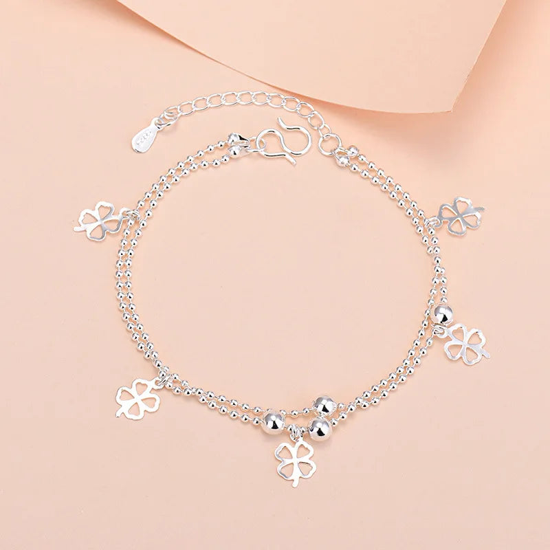 925 Sterling Silver Lucky Bead Charm Bracelets Woman Couple Chain Round Bangles Luxury Jewelry Accessories Wholesale Vera Lux