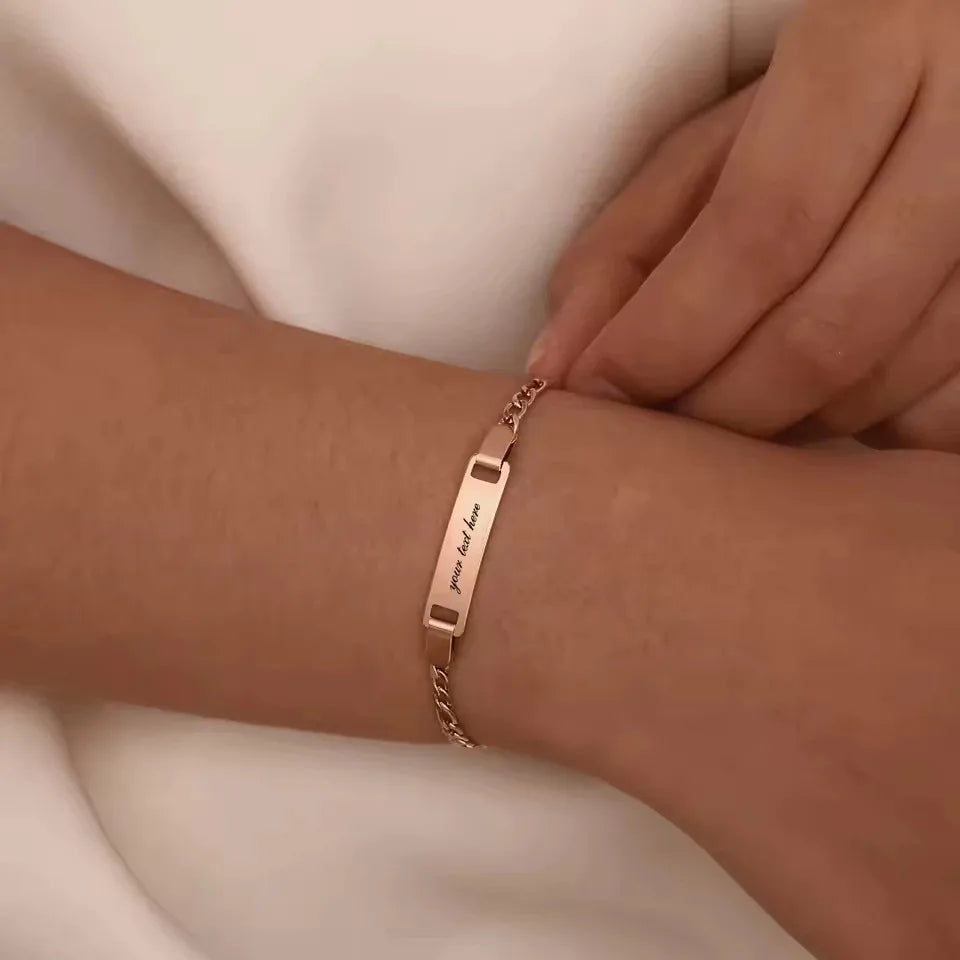 Customized Name & Text Gold Plated Stainless Steel Link Bracelet Fashion Personalized Custom Jewelry Men Women Vera Lux