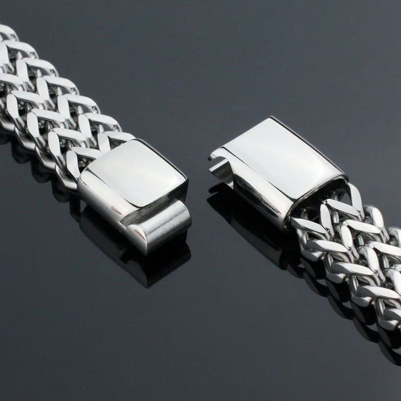 Stainless Steel Bracelet Braided Double Row Front Rear Fish Scale Alloy Magnetic Buckle Bracelet with Keel Jewelry New Model Vera Lux