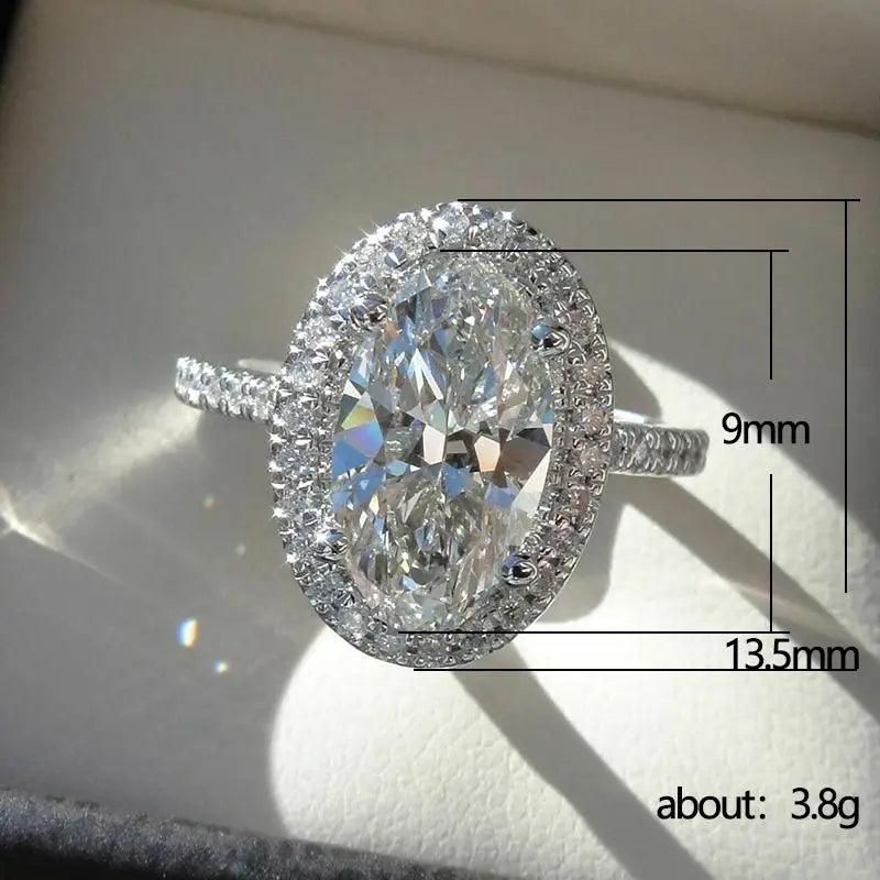 925 Sterling Silver Oval Wedding Rings For Women Luxury Promise Engagement Bridal Fine Jewelry Cubic Zirconia Anniversary Ring Vera Lux