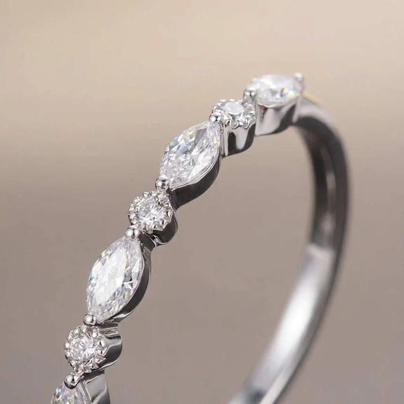 925 Sterling Silver Classic Zircon Marquise Stackable Ring for Women Engagement Wedding Luxury Fashion High Quality Fine Jewelry Vera Lux