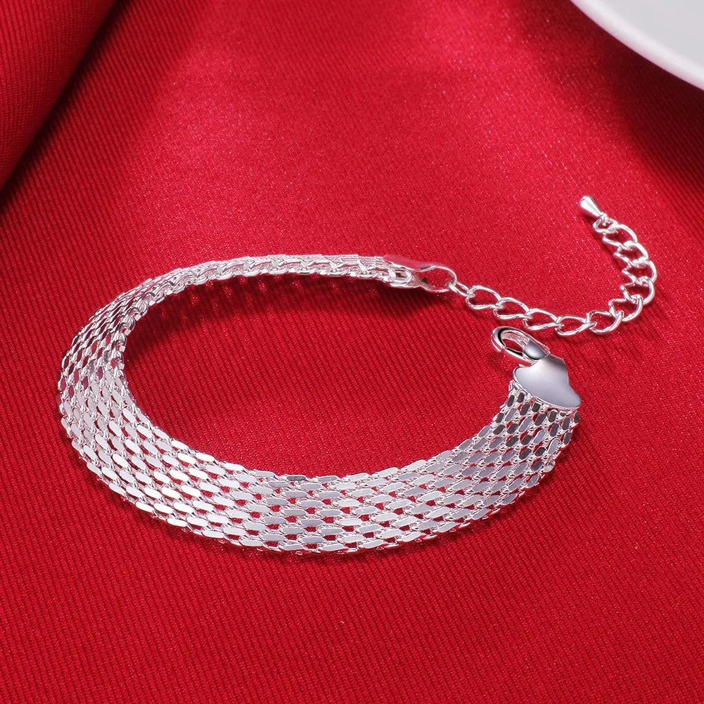 Hot new 925 sterling silver Bracelets for women Exquisite fashion weaving chain  Wedding party Christmas gifts Jewelry Vera Lux