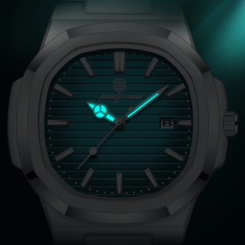 PAAZOMU Luxury Watch Business 50 ATM Waterproof Male Clock Luminous Date Stainless Steel Square Quartz Men Watches reloj hombre Vera Lux