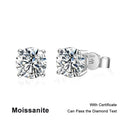 NeeTim 0.1ct-5ct D Moissanite Stud Earrings Lab Diamond 925 Sterling Silver with White Gold Plated Wedding Jewelry for Women Man Vera Lux