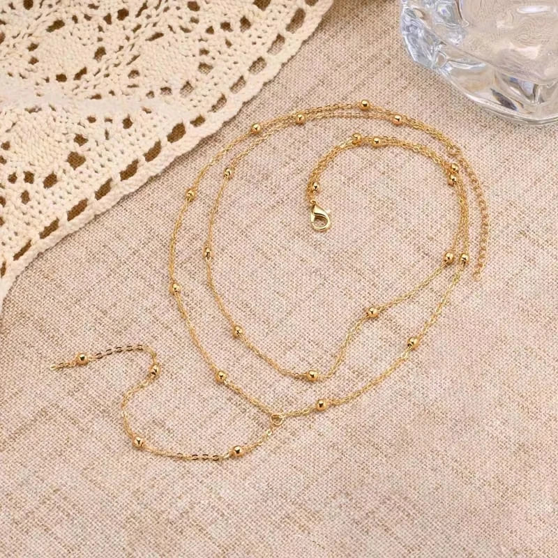 Gold Plated Lariat Necklace for Women, Double Laryered Long Chain Drop Pendant Choker Necklaces Fashion Gifts Vera Lux