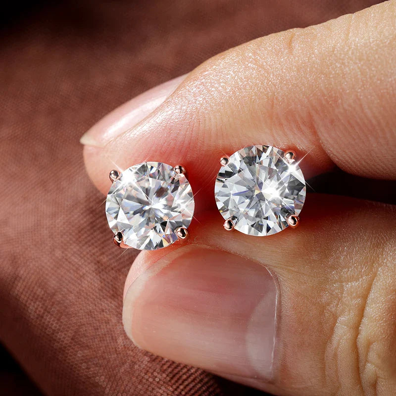 Smyoue 0.2-3CT Rose Gold Color Moissanite Stud Earrings for Women Sparkling Classic Wedding Lab Diamond Earring Pure 925 Silver Vera Lux