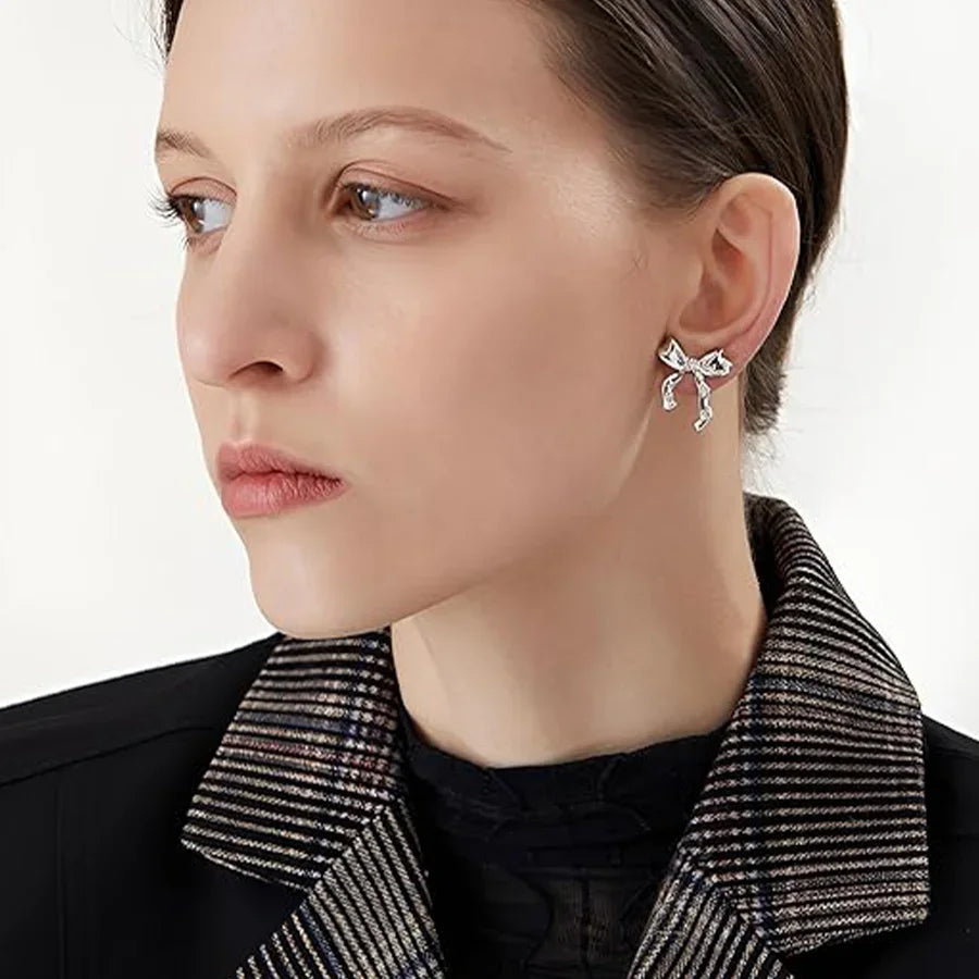 Vintage Bowknot Stainless Steel Earrings For Women Elegant Jewelry Gold Plated Stainless Steel Stud Earring Christmas Jewelry Vera Lux