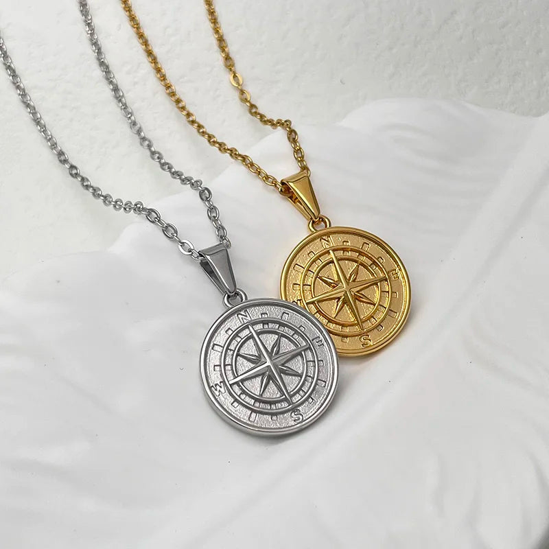 Compass Pendant Necklace Jewelry Hot Sale Vintage 18K Gold Plated Charms For Men Women Vera Lux