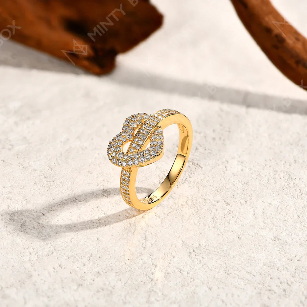MINTYBOX S925 Silver Moissanite Rings for Women 0.568ctw D/VVS1 Lab Diamond Heart Ring 18K Gold Plated  Wedding Fine Jewelry Vera Lux