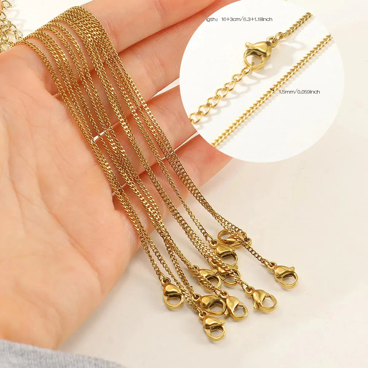 10pcs/set Stainless Steel Gold Color Necklace For Women 45cm Chain DIY Jewelry Accessories Making Materials Handmade Supplies Vera Lux
