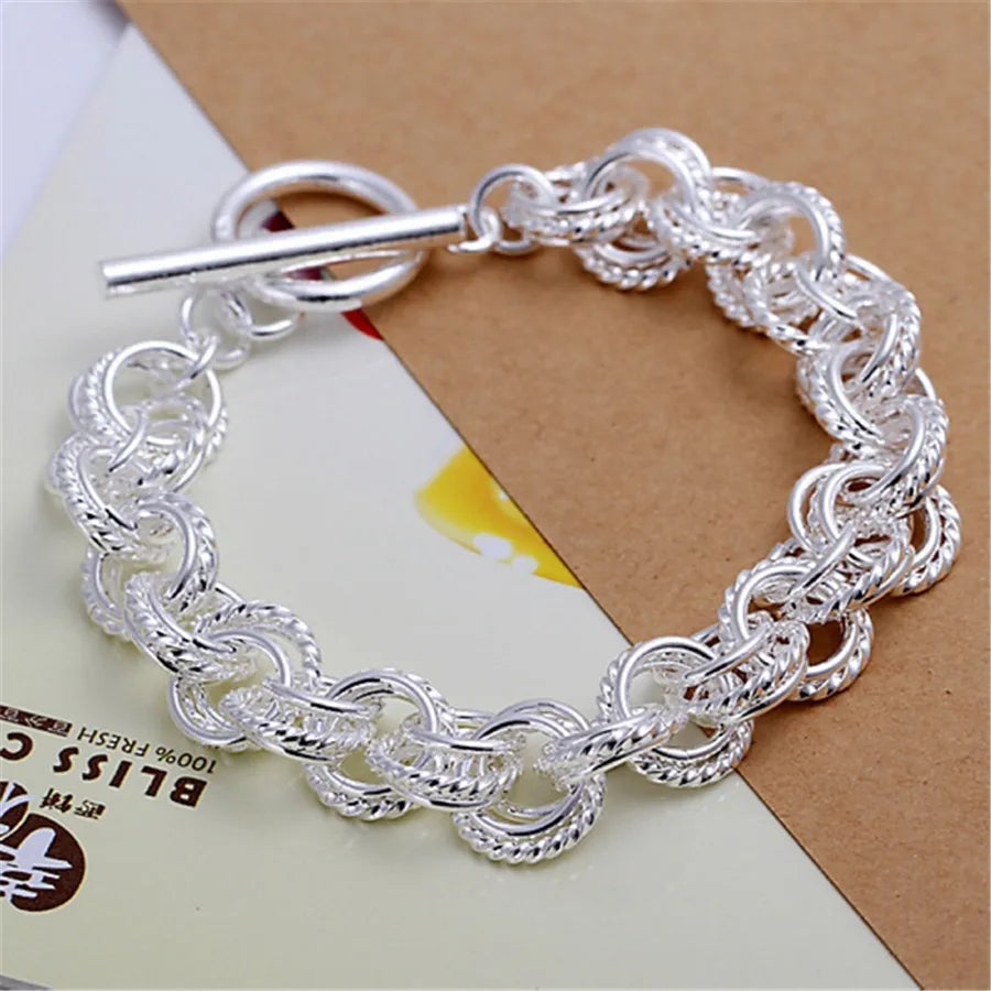 925 Sterling Silver Exquisite Solid Chain Bracelet Fashion Charm Women Men Solid Wedding Cute Simple Models Jewelry Vera Lux