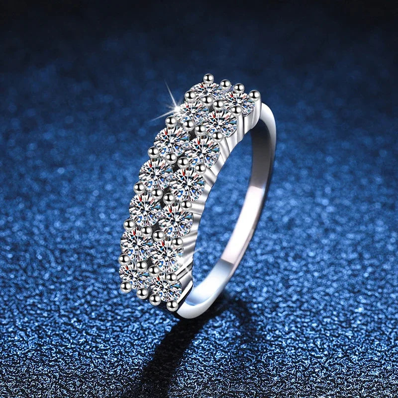 NeeTim 1.4CT All Moissanite Rings for Women Sparkling Diamond Wedding Band S925 Sterling Silver with White Gpld Plated Jewelry Vera Lux