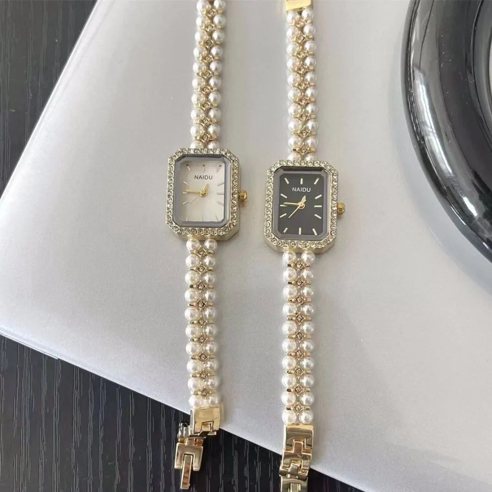 Pearl Studded Strap Women Watch Luxury Ladies Gift Bracelet Watch Fashion Quartz Wristwatches Dropshipping Relojes Para Mujer Vera Lux