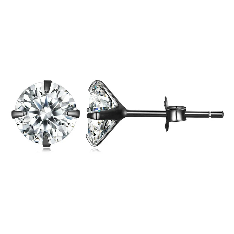 Bamoer CZ Stud Earrings 925 Sterling Silver Platinum Plated Round Cubic Zirconia Hypoallergenic Barbell Earrings 4-7mm Vera Lux