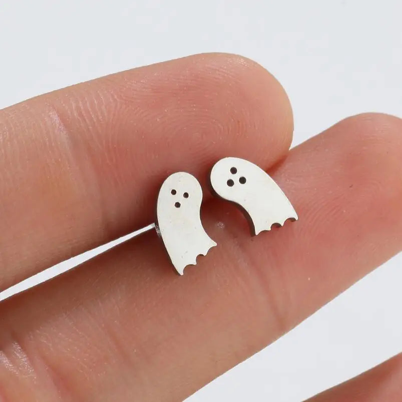 Horror Halloween Bat Spider Trendy Earrings Women 2024 Black Color Stainless Steel Ear Piercing Skull Punk Jewelry Party Gifts Vera Lux