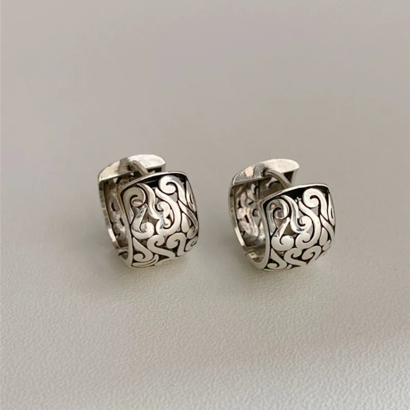 925 Sterling Silver Lucky Character Hollowed Out Cloud Earring for Women Ethnic Retro Jewelry Gift Vera Lux