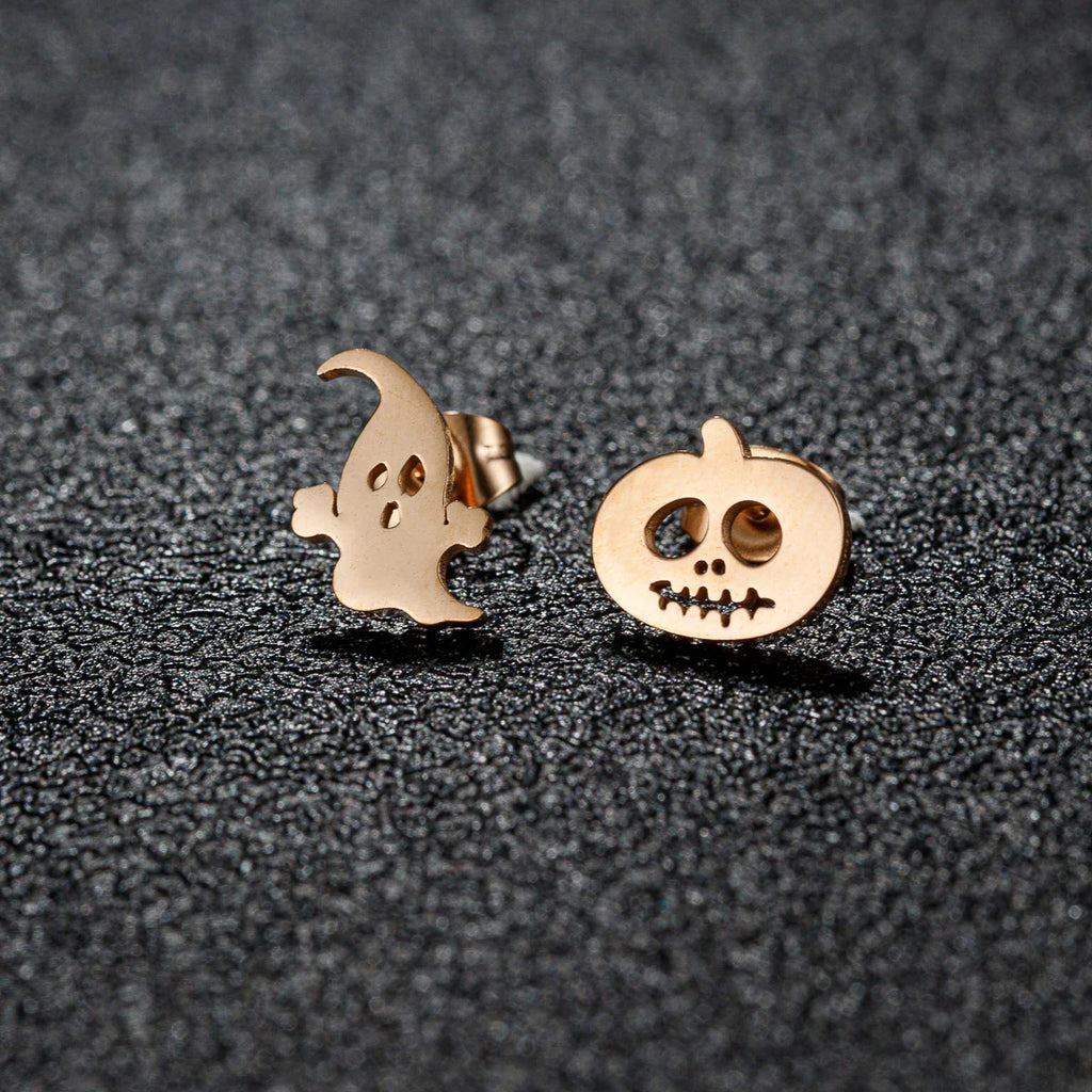 Horror Halloween Bat Spider Trendy Earrings Women 2024 Black Color Stainless Steel Ear Piercing Skull Punk Jewelry Party Gifts Vera Lux