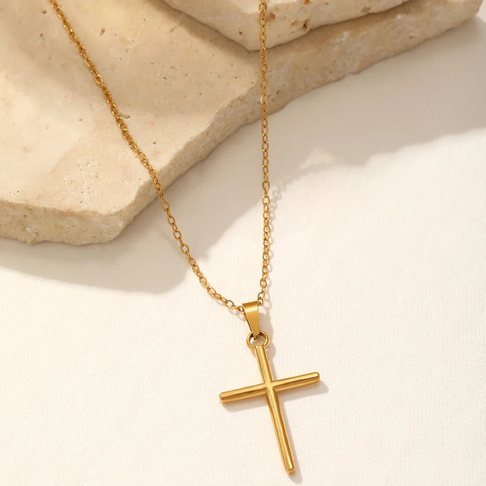 Stainless steel necklace cross pendant hip-hop street fashion trendy men and women fashion jewelry party outing play collocation Vera Lux