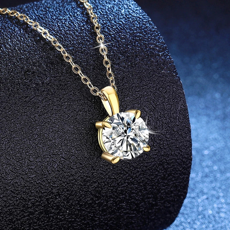 NeeTim 2ct 3ct Moissanite Necklace for Women Sterling Silver 925 with Yellow Rose White Gold Plated Lab Diamond Pendant Necklace Vera Lux