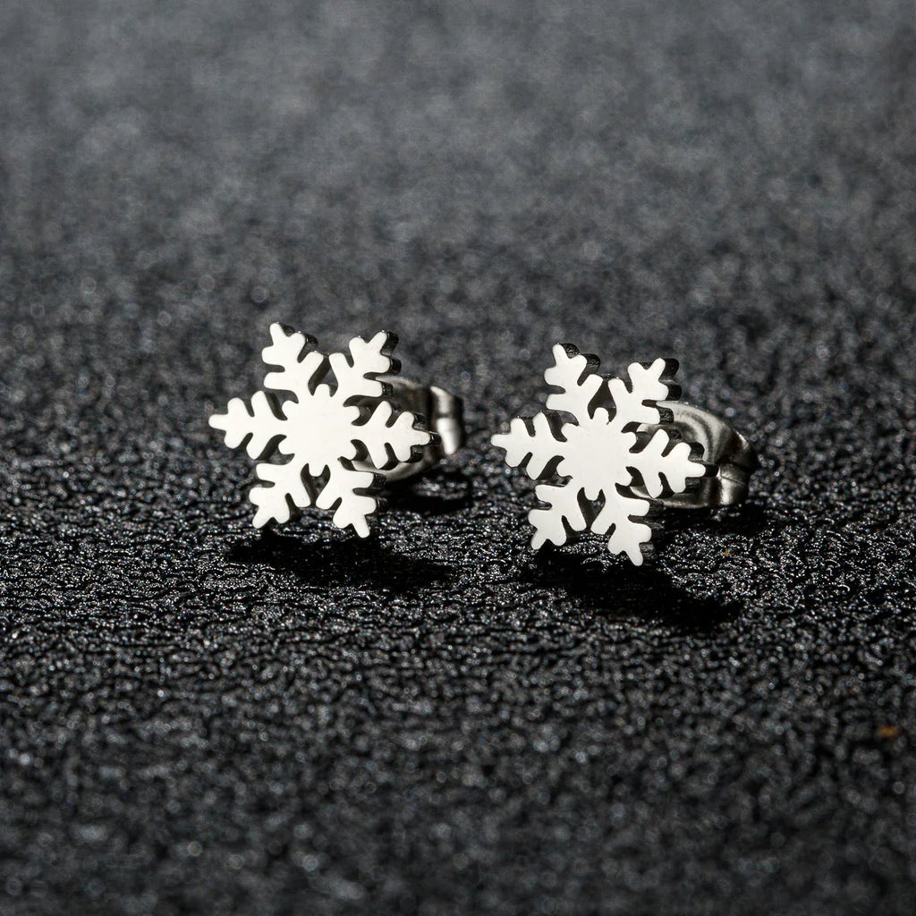 High Quality Stainless Steel Stud Earrings Girl Snowflake Elk Deer Silver Color Tragus Piercing Women'S Earrings Christmas Gifts Vera Lux