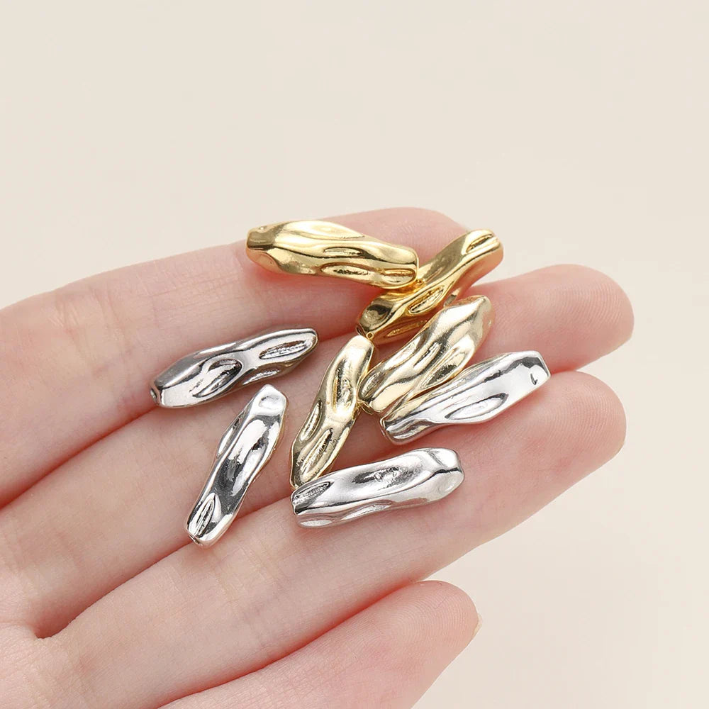 4Pcs/Pack 14/18K Gold Color Plated Metal Brass Threaded Long Beads For DIY Bracelet Jewelry Making Material Accessories Vera Lux
