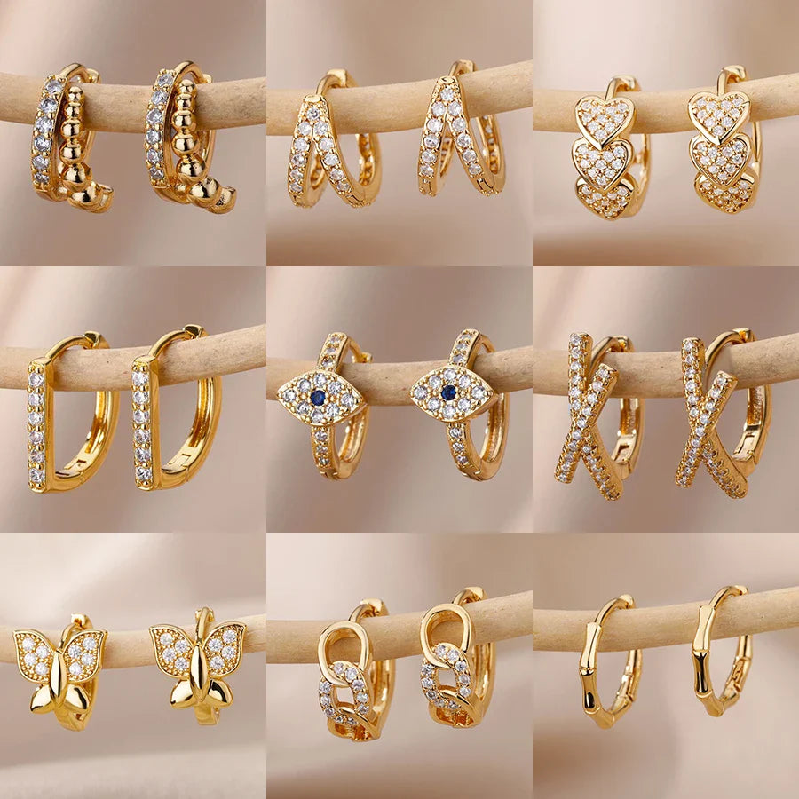 Zircon Evil Eye Earrings For Women Stainless Steel Gold Color Pendientes Piercing Earring Goth 2024 New In Jewelry aretes mujer Vera Lux
