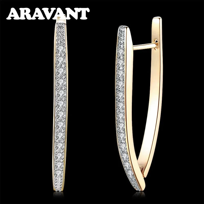 Aravant 925 Silver 18K Gold Wedding Crystal Earrings For Women Fashion Party Jewelry Vera Lux